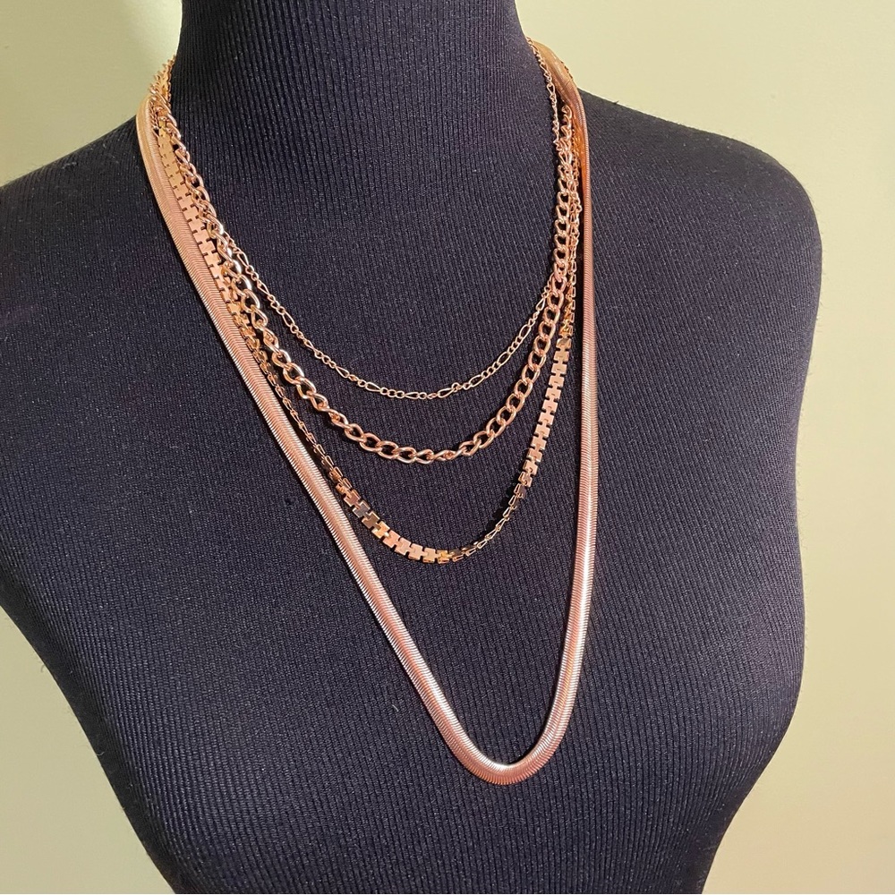 CLAIRES GOLD MULTICHAIN LAYERED NECKLACE WOMENS FASHION JEWELRY